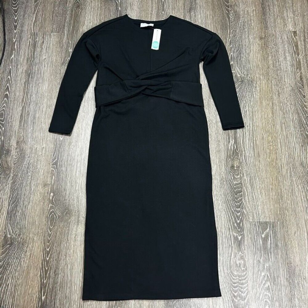 Modern Citizen NWT Audrey Tie-Front Terry Dress Black Women's Size XS